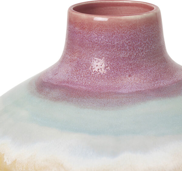 Poppery Vase med æble H32 cm pink/mint/gul