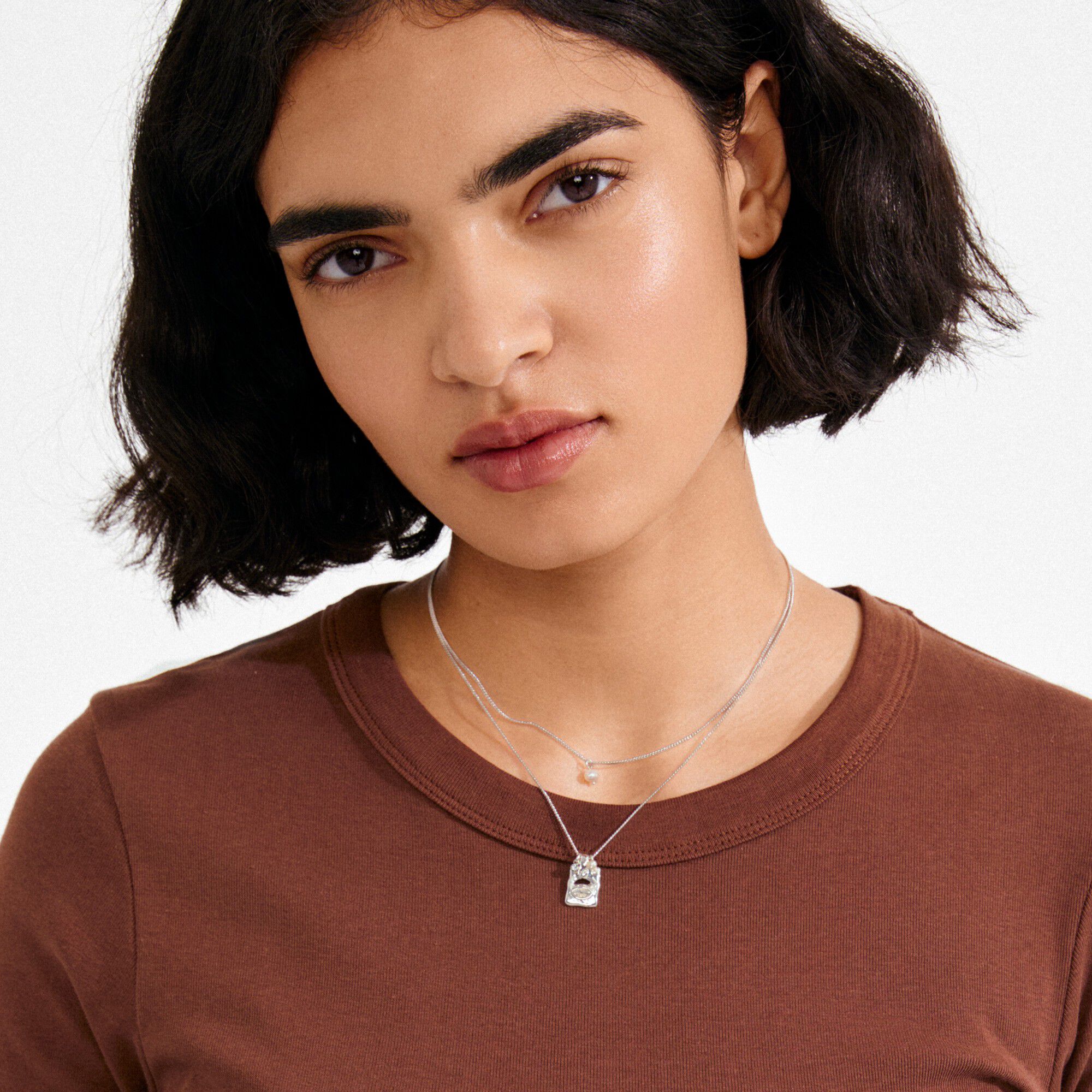 FIRE halsk&aelig;de 2-i-1 s&aelig;t, s&oslash;lvbelagt