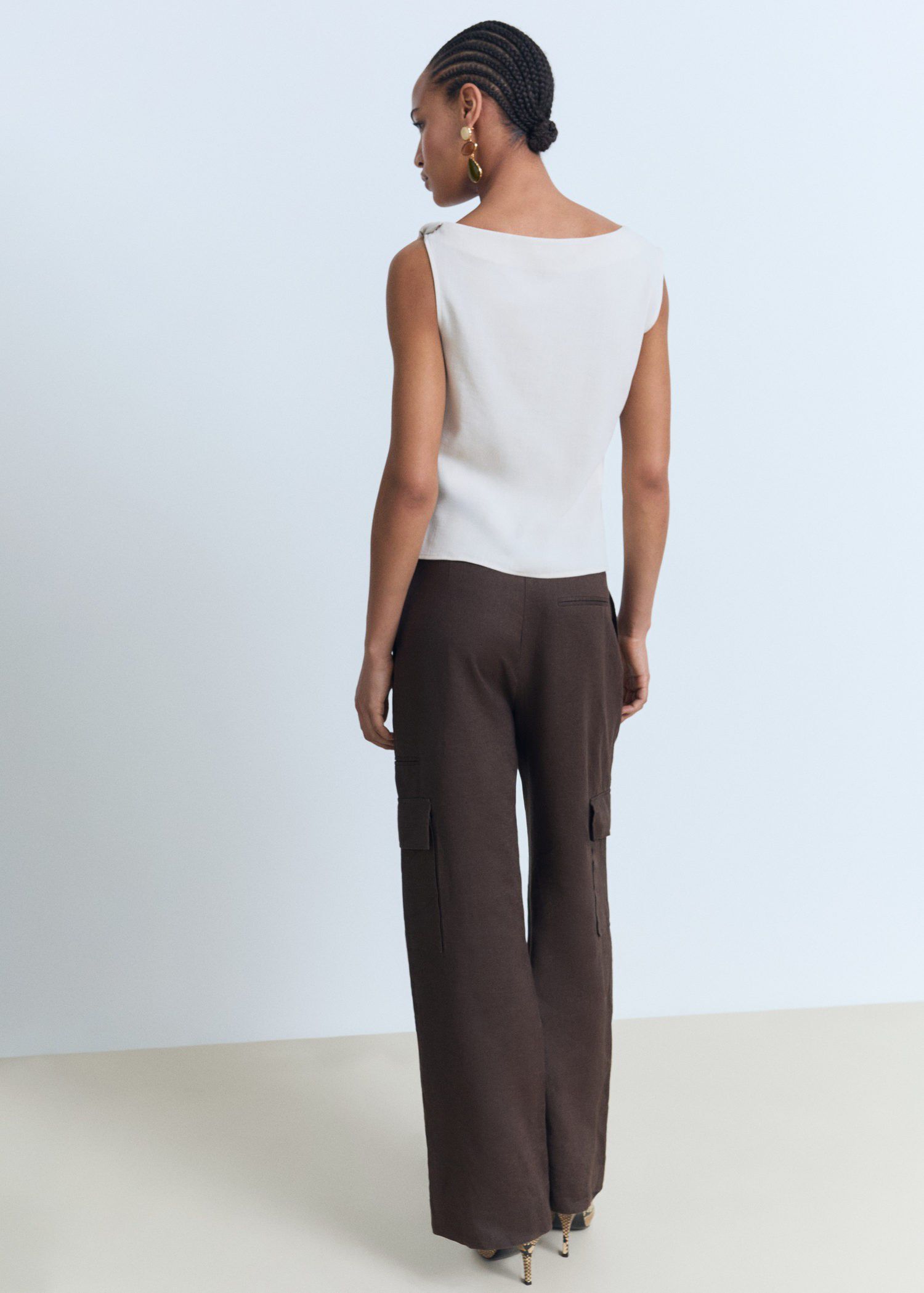 Asymmetrical draped top with straps