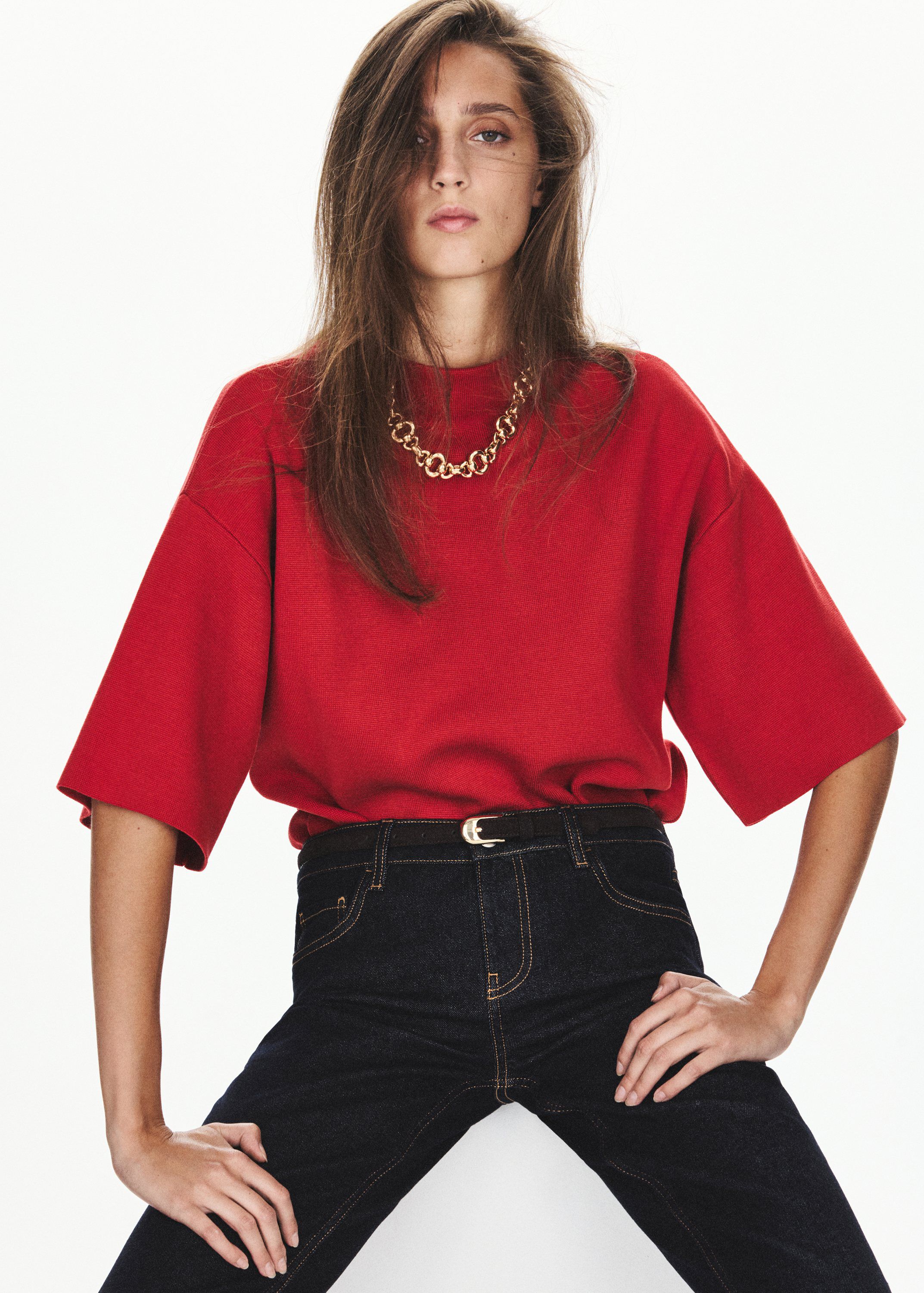 Fine-knit roll-neck jumper