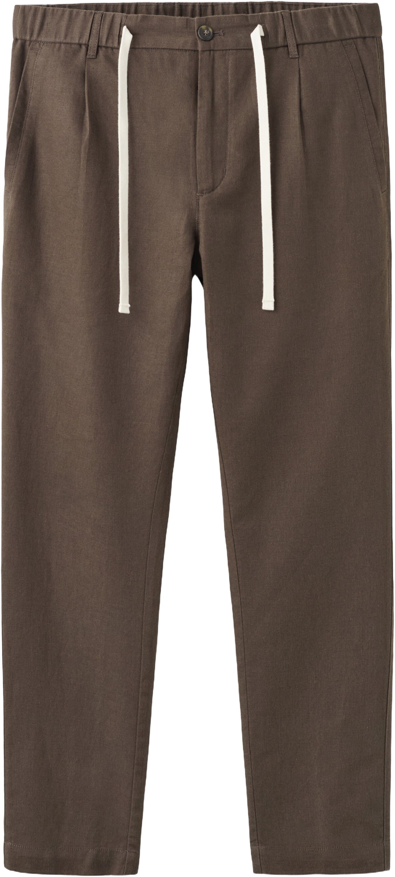 Slim fit cropped linen-cotton trous