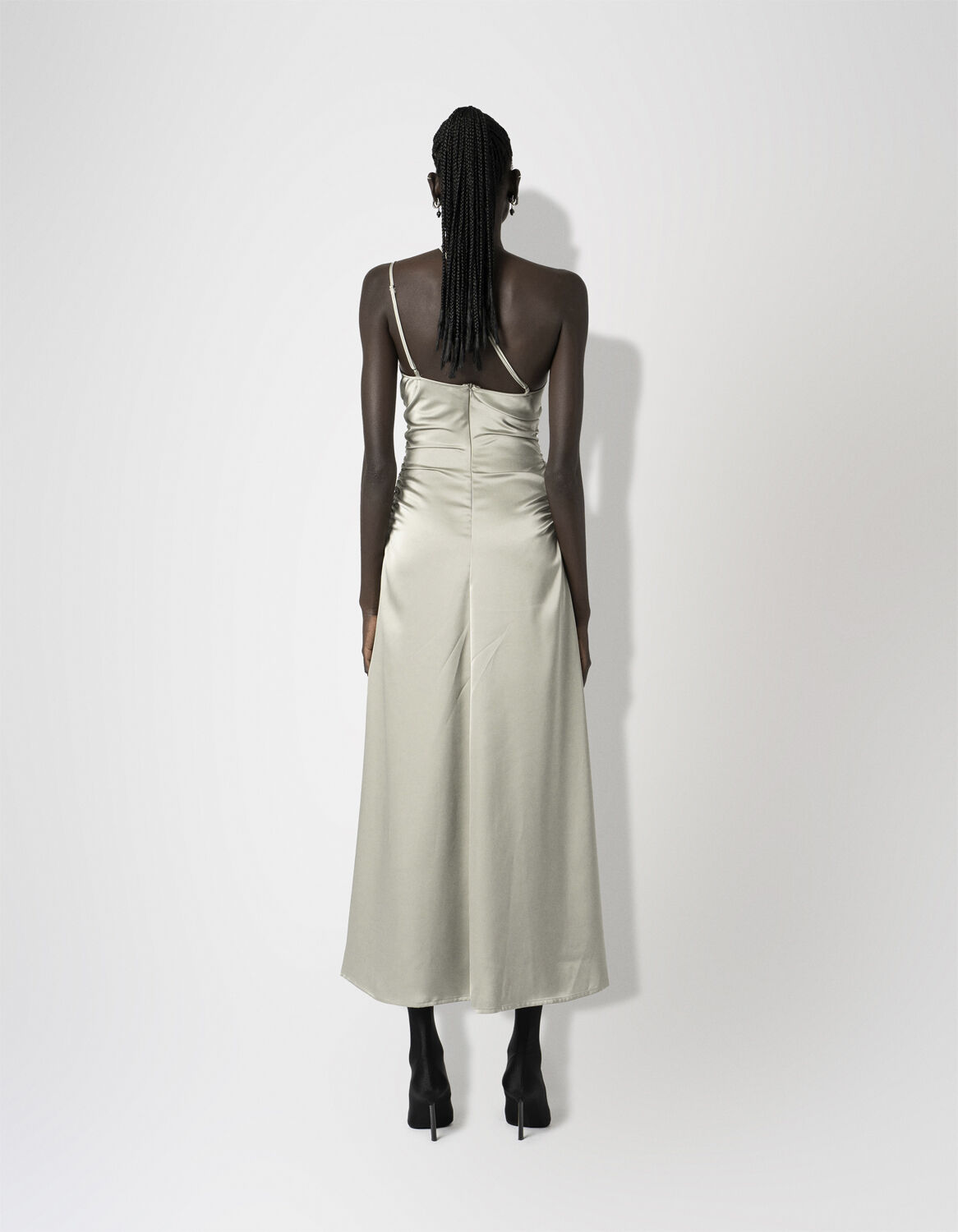 Satin Asymmetric Slip Dress