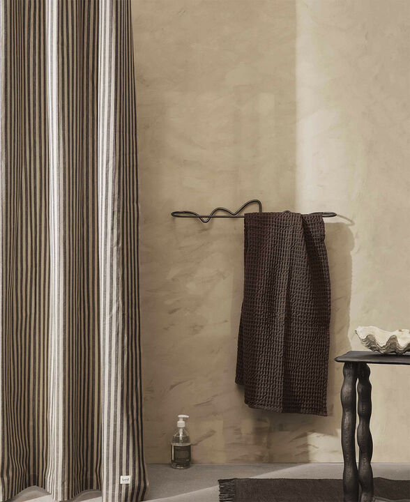 Chambray Shower Curtain - Sand/Blac