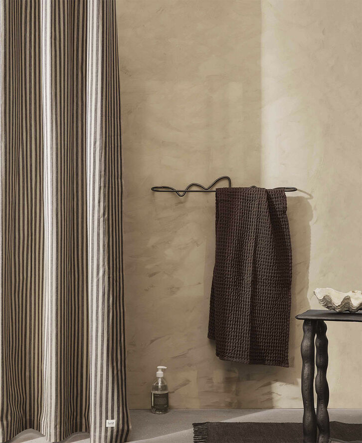 Chambray Shower Curtain - Sand/Blac