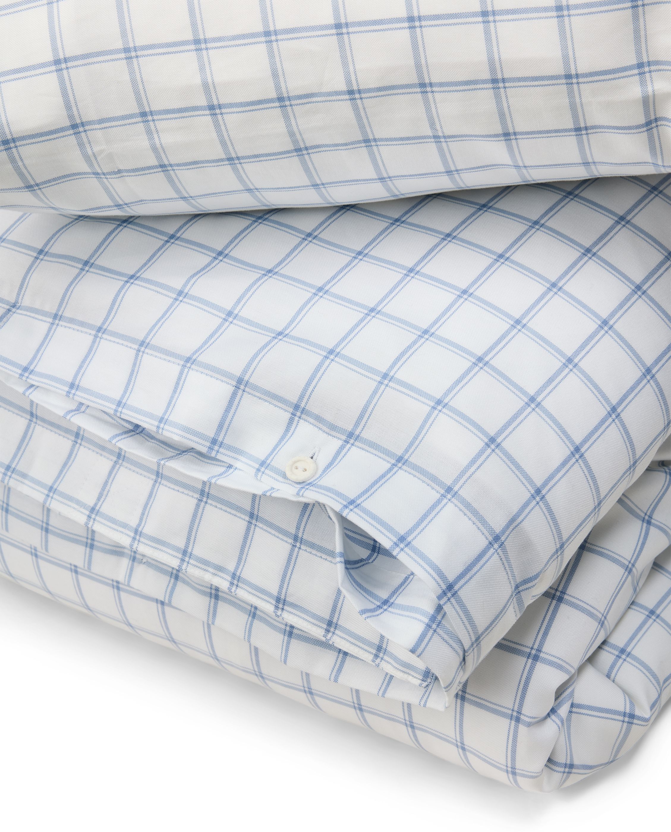 White/Blue Check Lyocell/Cotton Oxford Bed Set