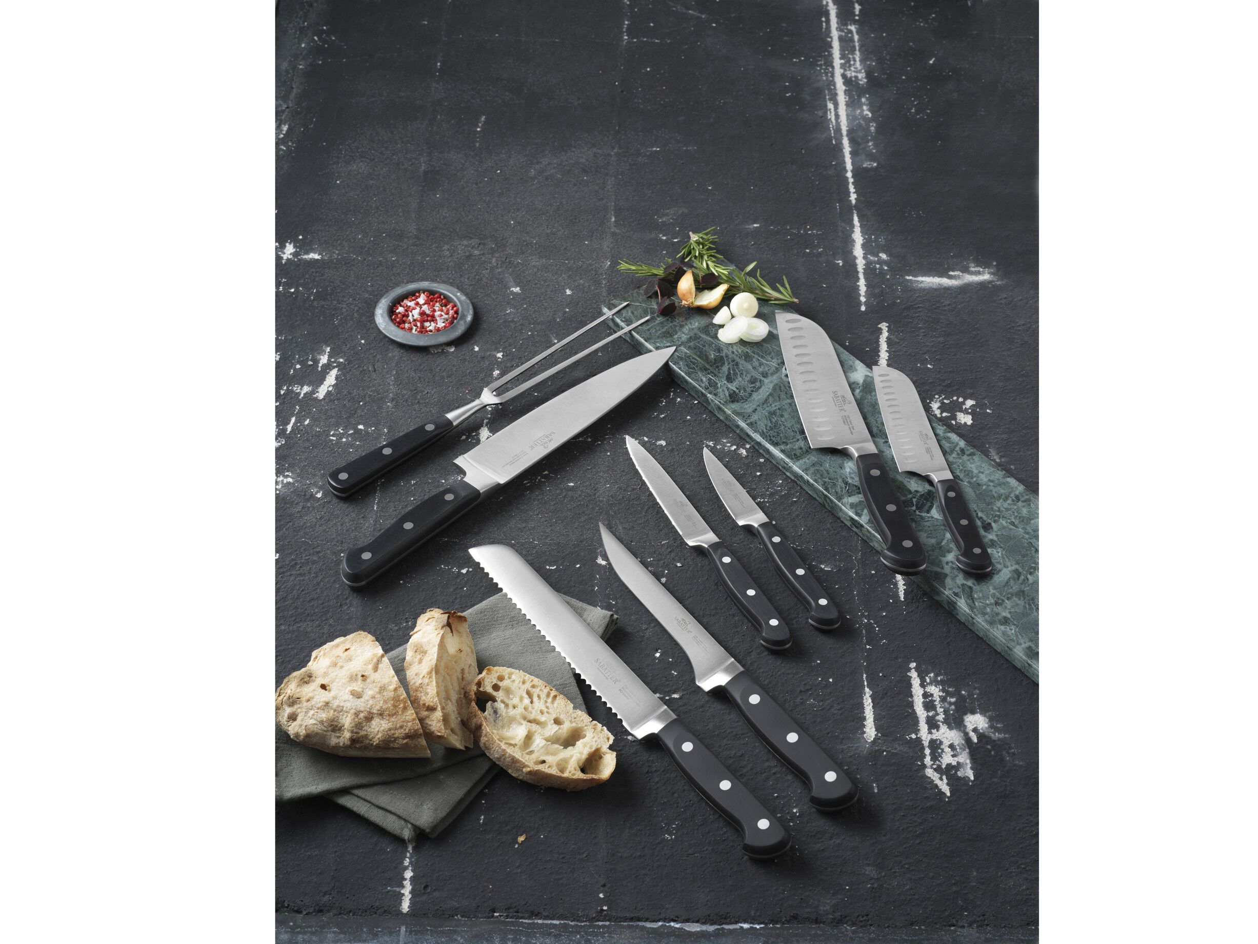 Knivset Pluton 8 delar St&aring;l/Svart