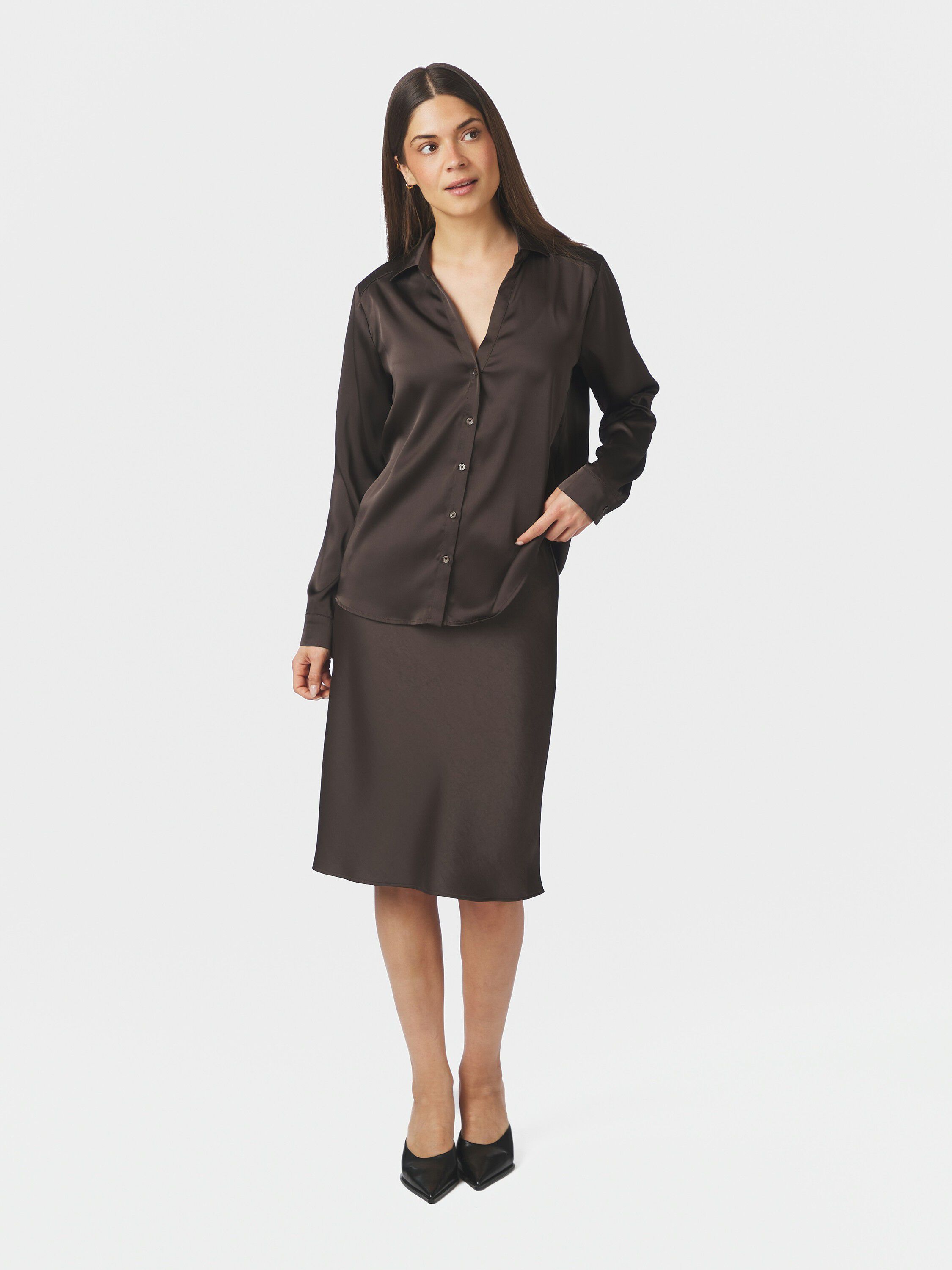 Hazelle Drapy Satin Shirt