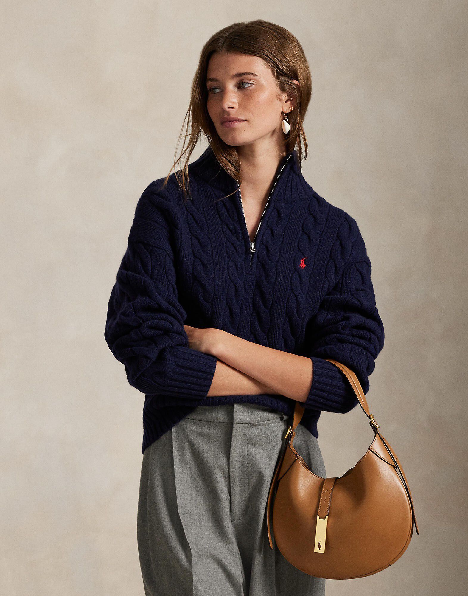 Cable Wool-Cashmere Half-Zip Sweater