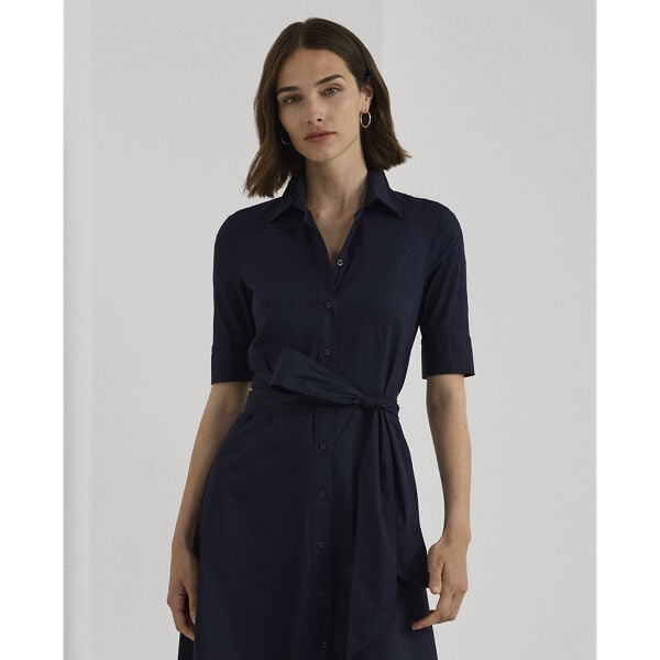 Belted Cotton-Blend Shirtdress