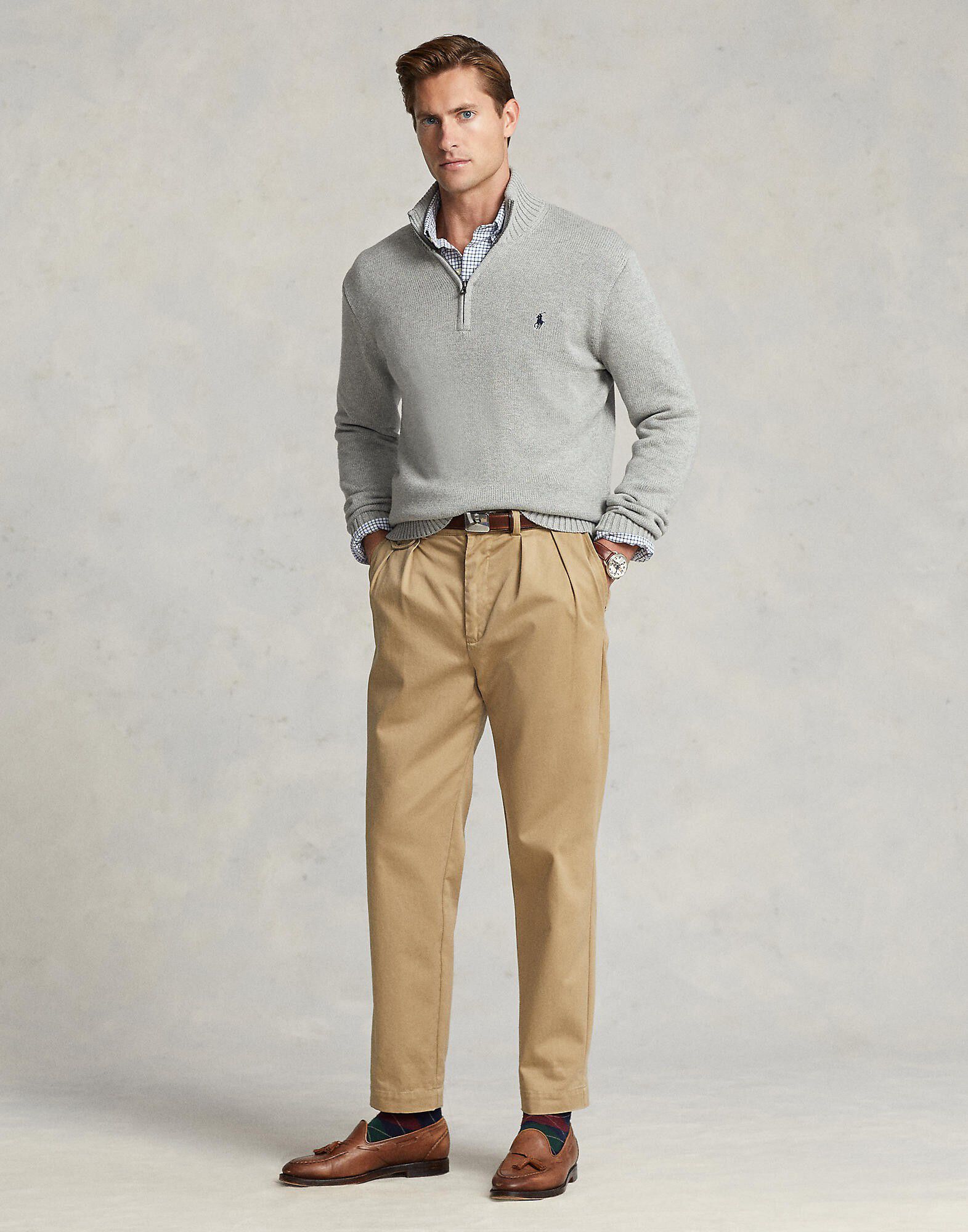 Cotton Quarter-Zip Mockneck Sweater