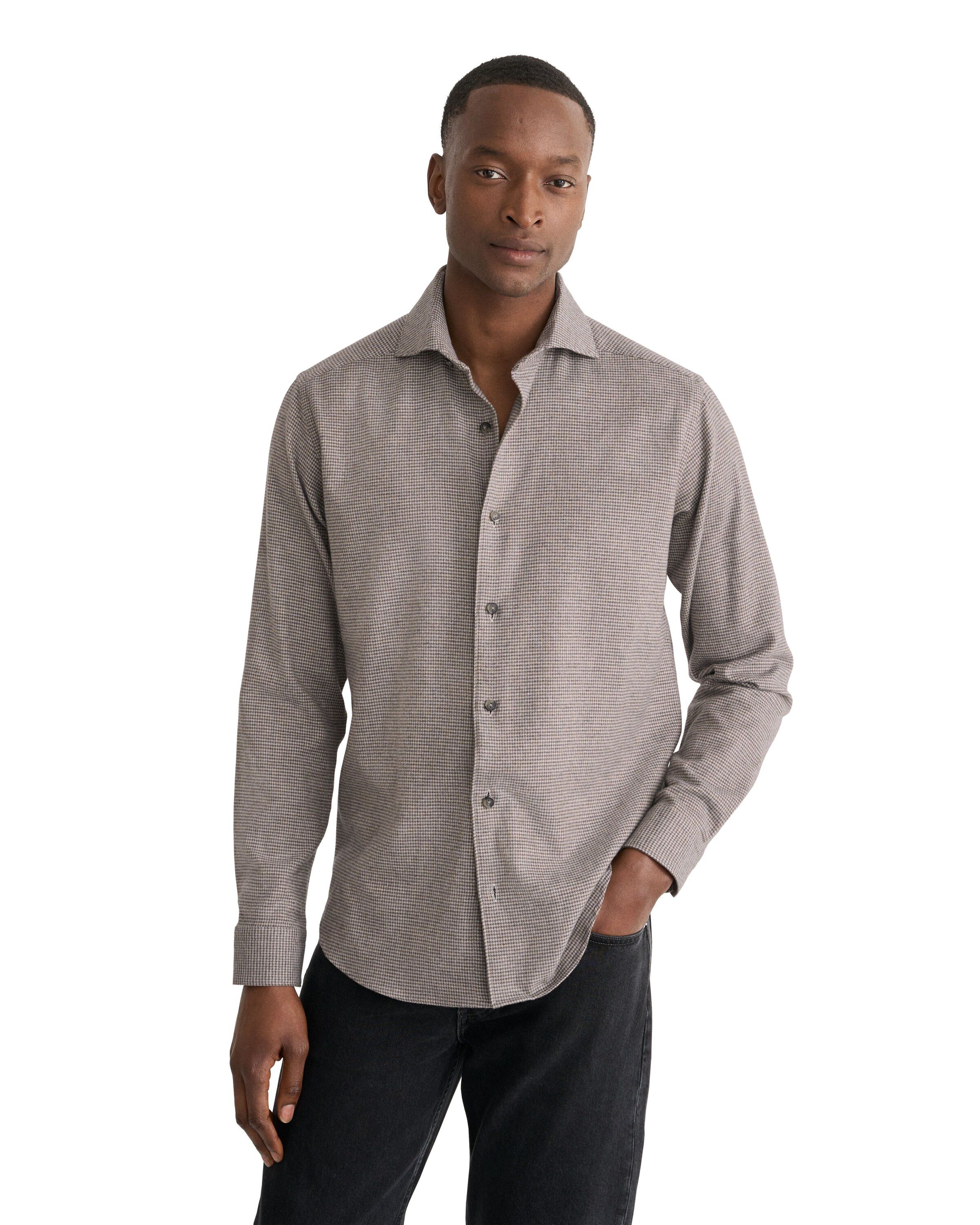 Houndstooth Check Flannel Shirt