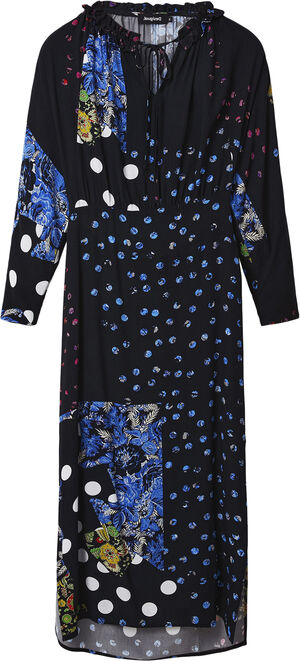 Midi dress with polka dots and flowers