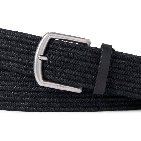 Leather-Trim Braided Belt