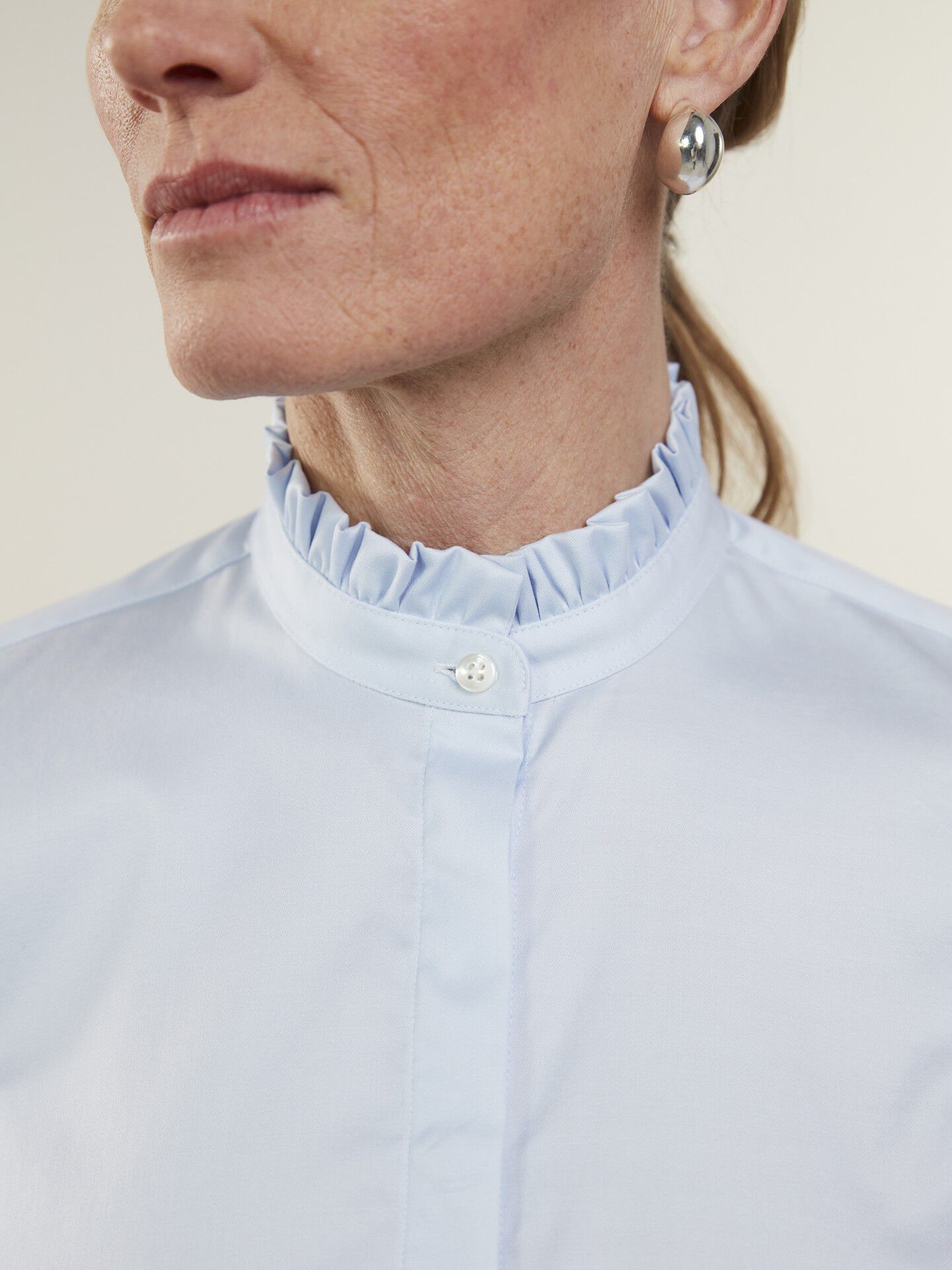 Darya Blouse, Frill collar Flyfront Frill cuff