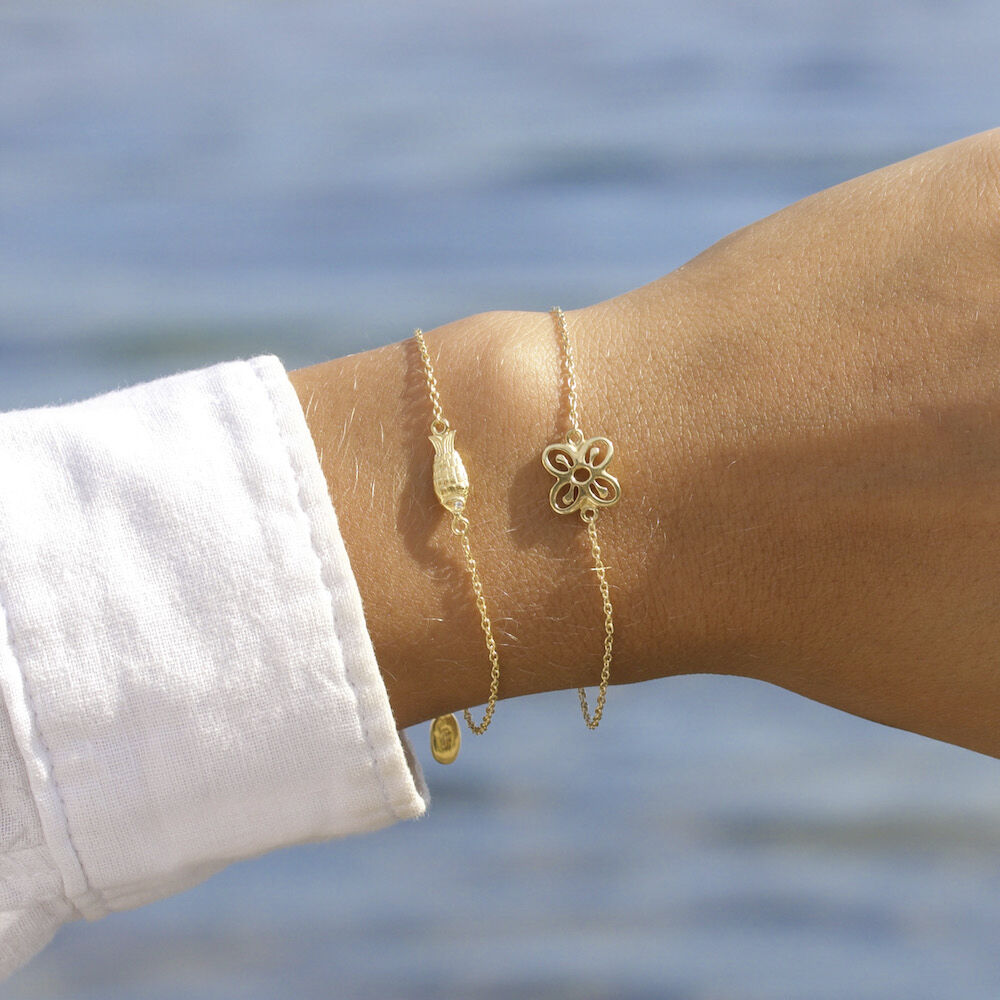 Fish bracelet VERMEIL (925 Sterling silver gold plated 2. 5 micron)