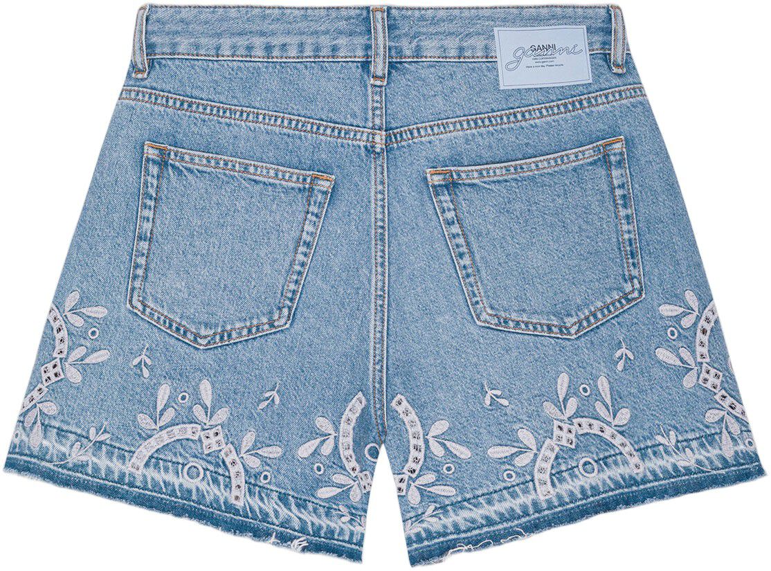 Broderie Anglaise Denim Shorts