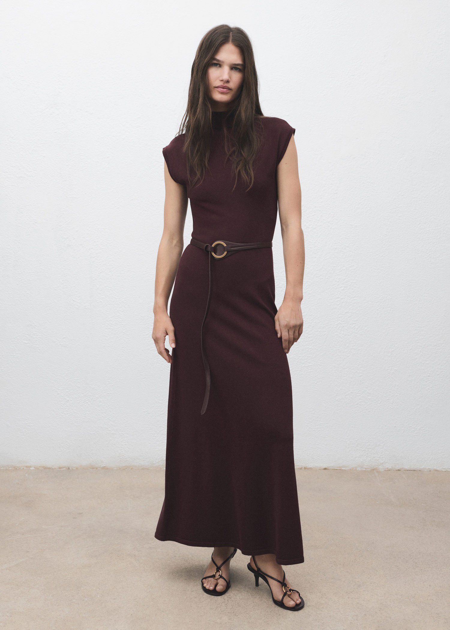 Perkins-neck knitted dress