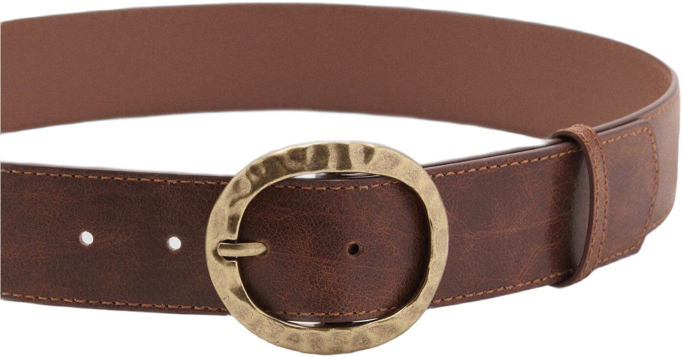 Textured belt with round buckle