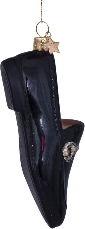 Ornament glass black gold loafer H10cm