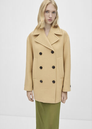Double breasted virgin wool coat