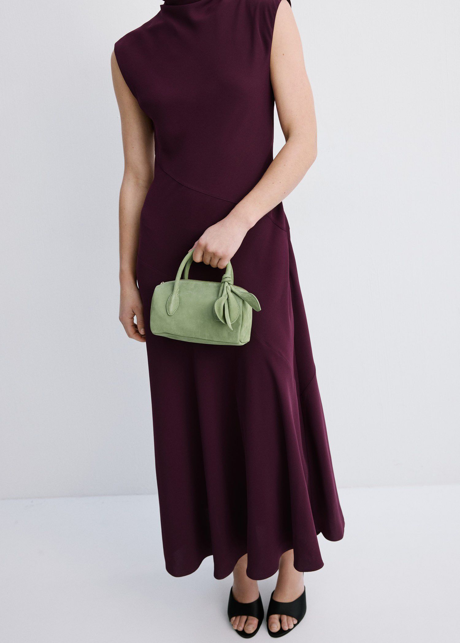 Long dress with draped neck