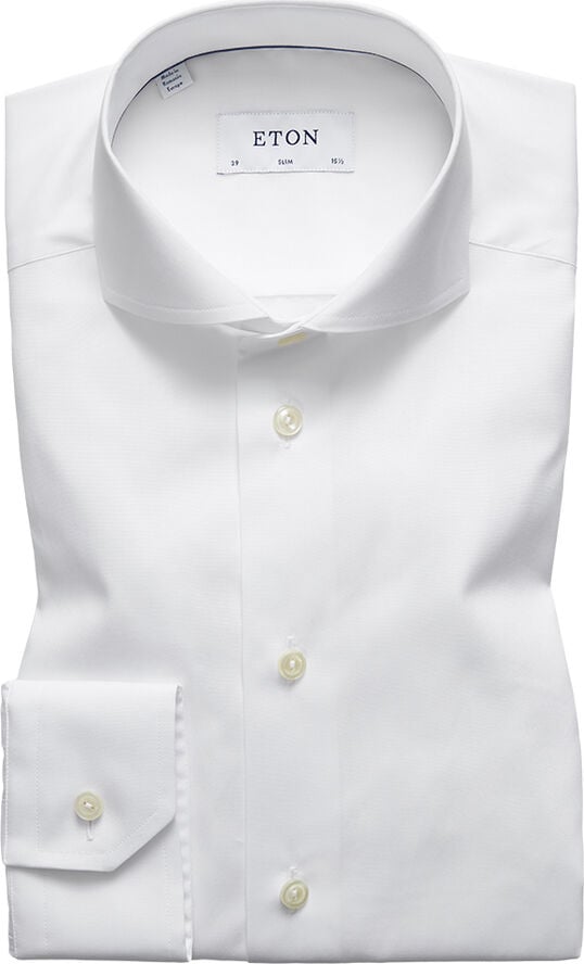 White Poplin Shirt - Extreme Cut Away Collar - Slim Fit