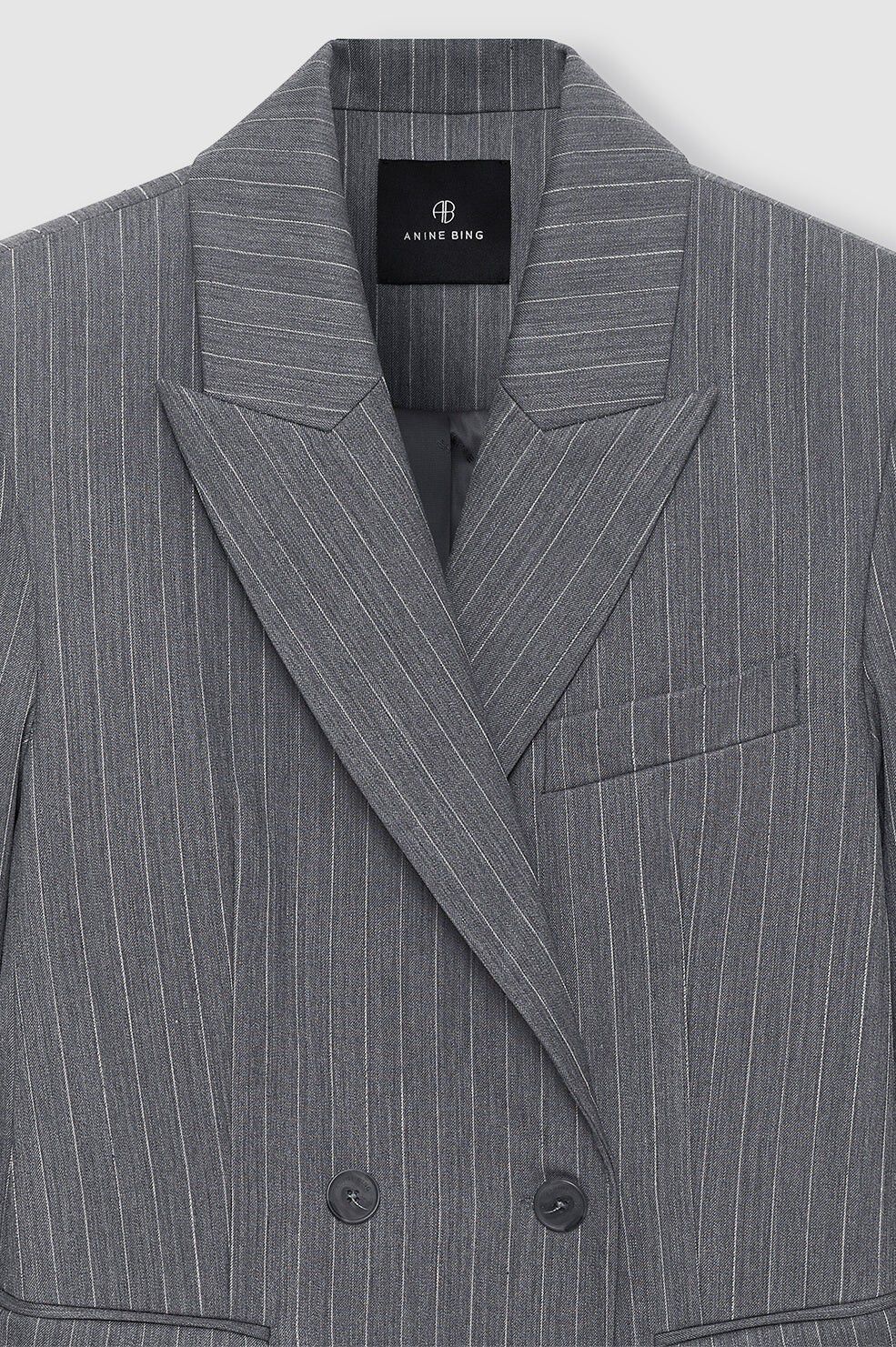 TIPHAINE BLAZER - LIGHT GREY PINSTRIPE