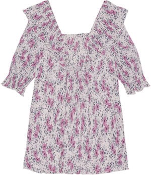 Pleated Georgette Ruffle Mini Dress