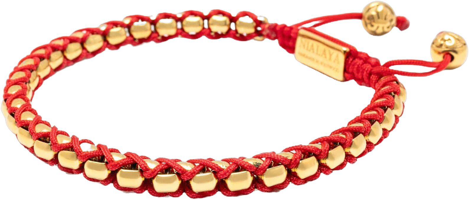 Red String Box Chain Bracelet in Gold