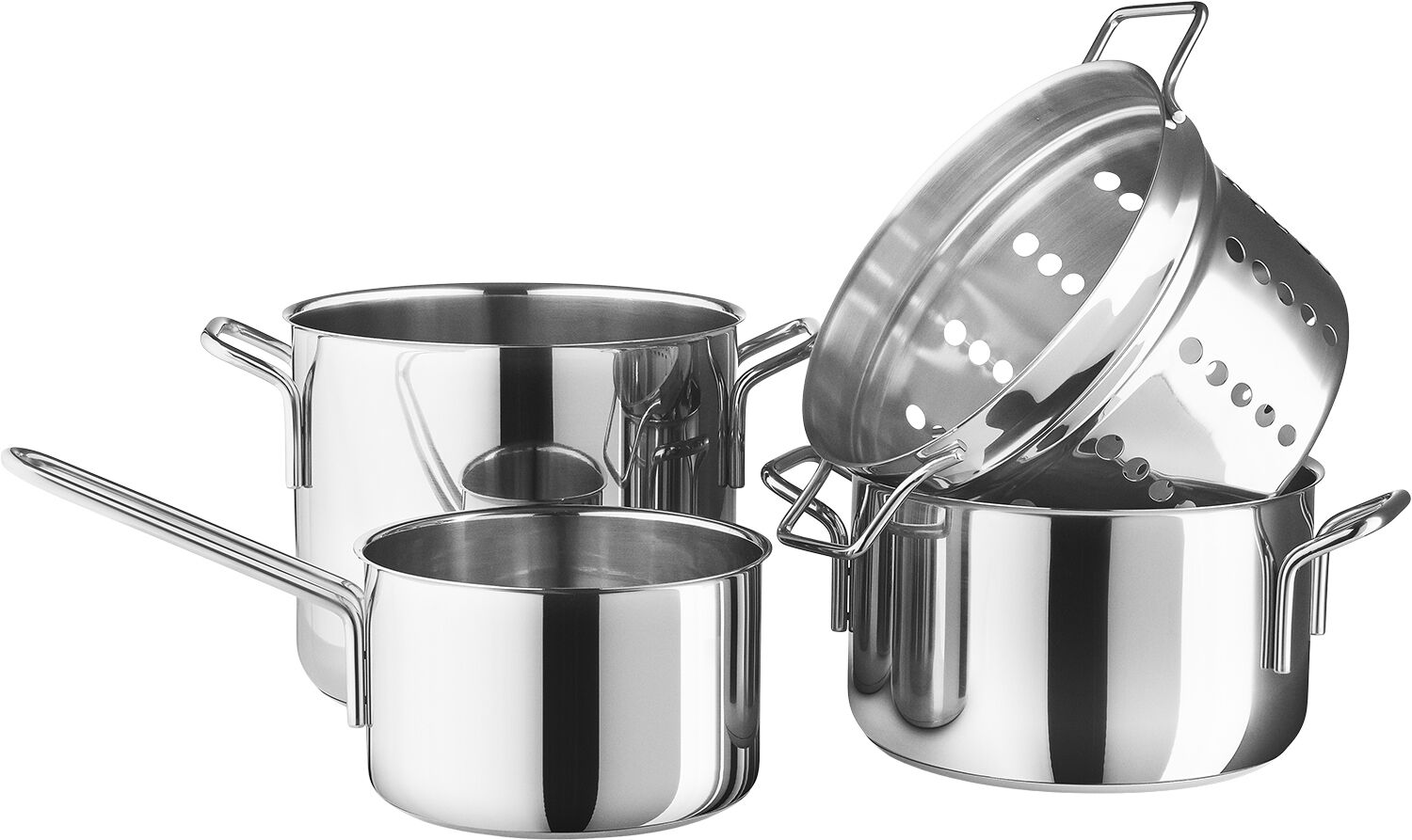 Stainless Steel Grydes&aelig;t 4 stk. 1,8 l 3,6 l 4,8 l & pasta in