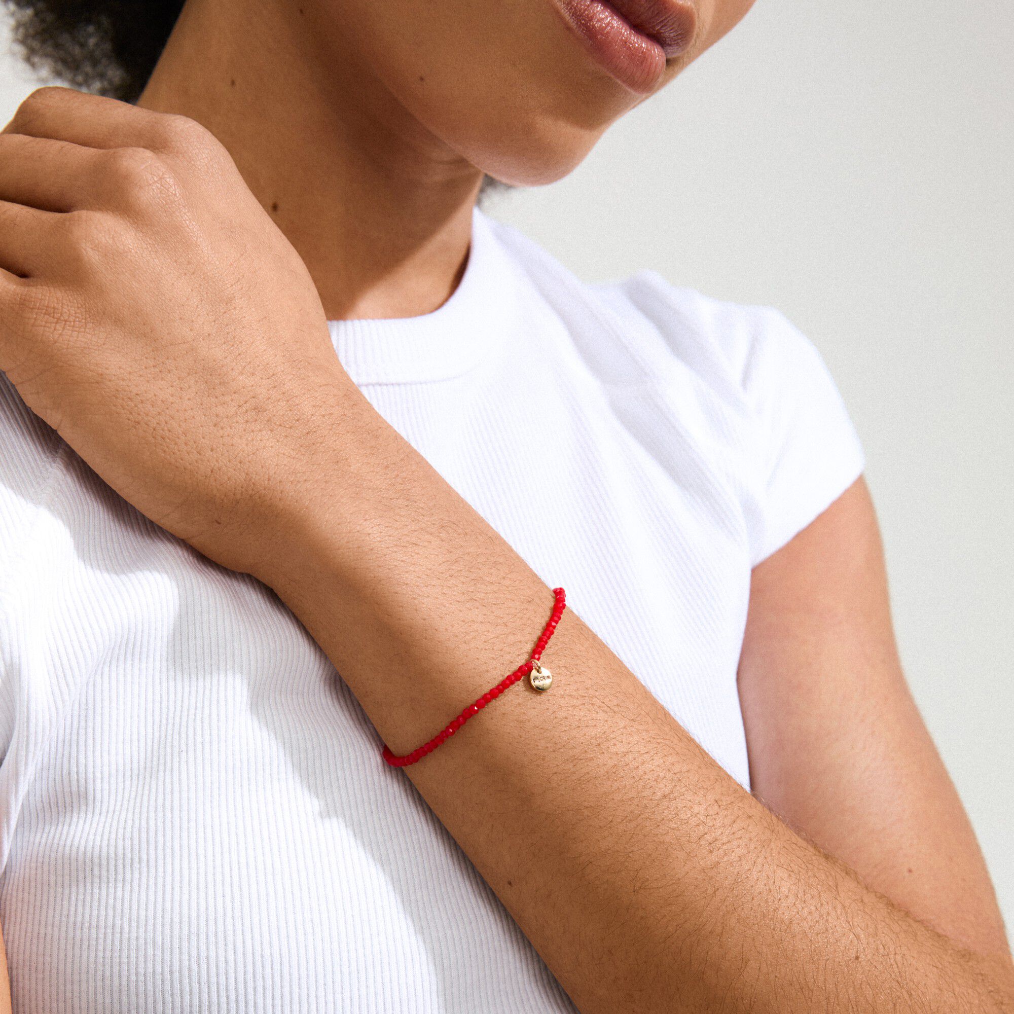 INDIE bracelet red, gold-plated