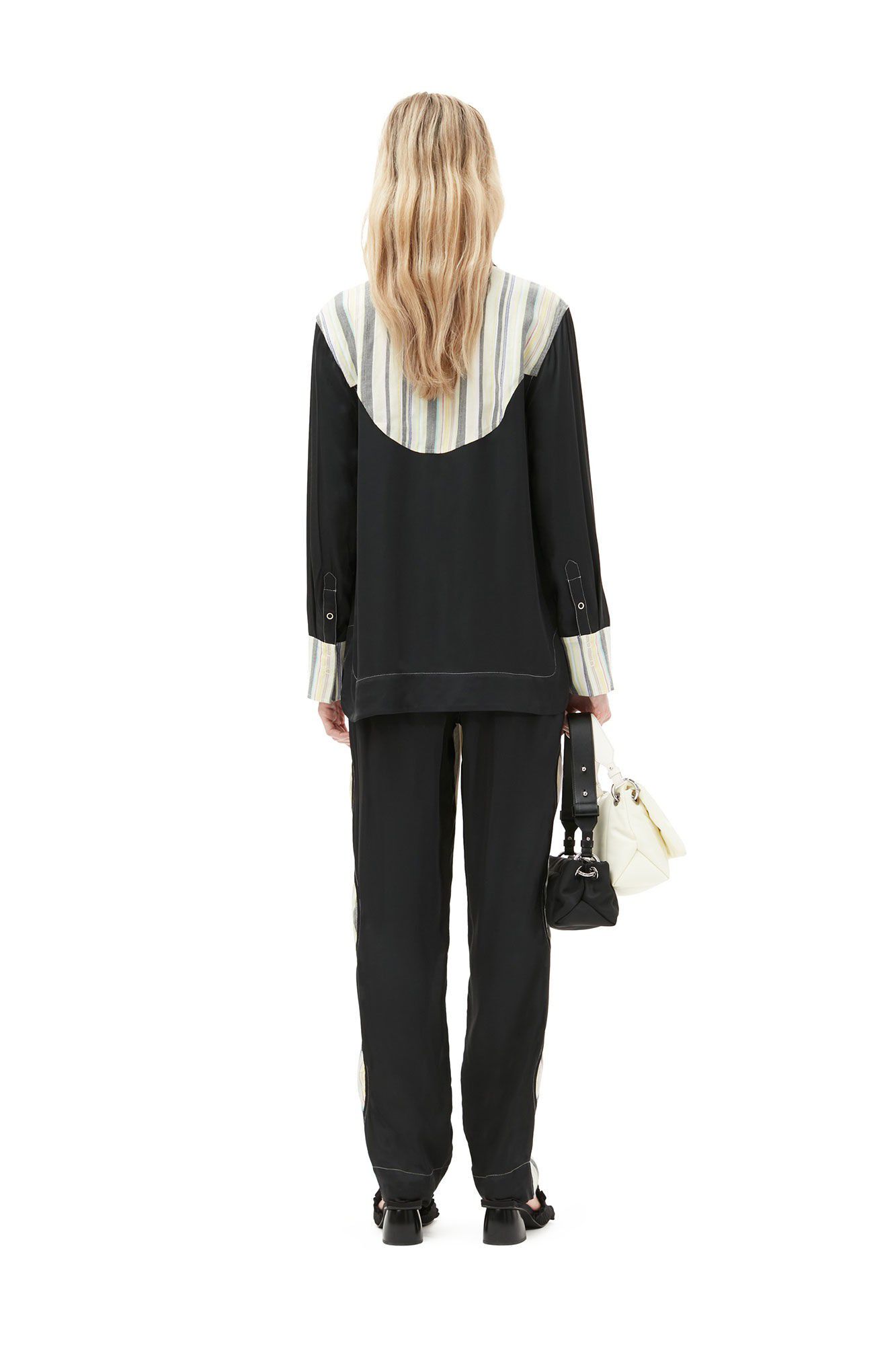 Mix Slub Stripe Elasticated Pants