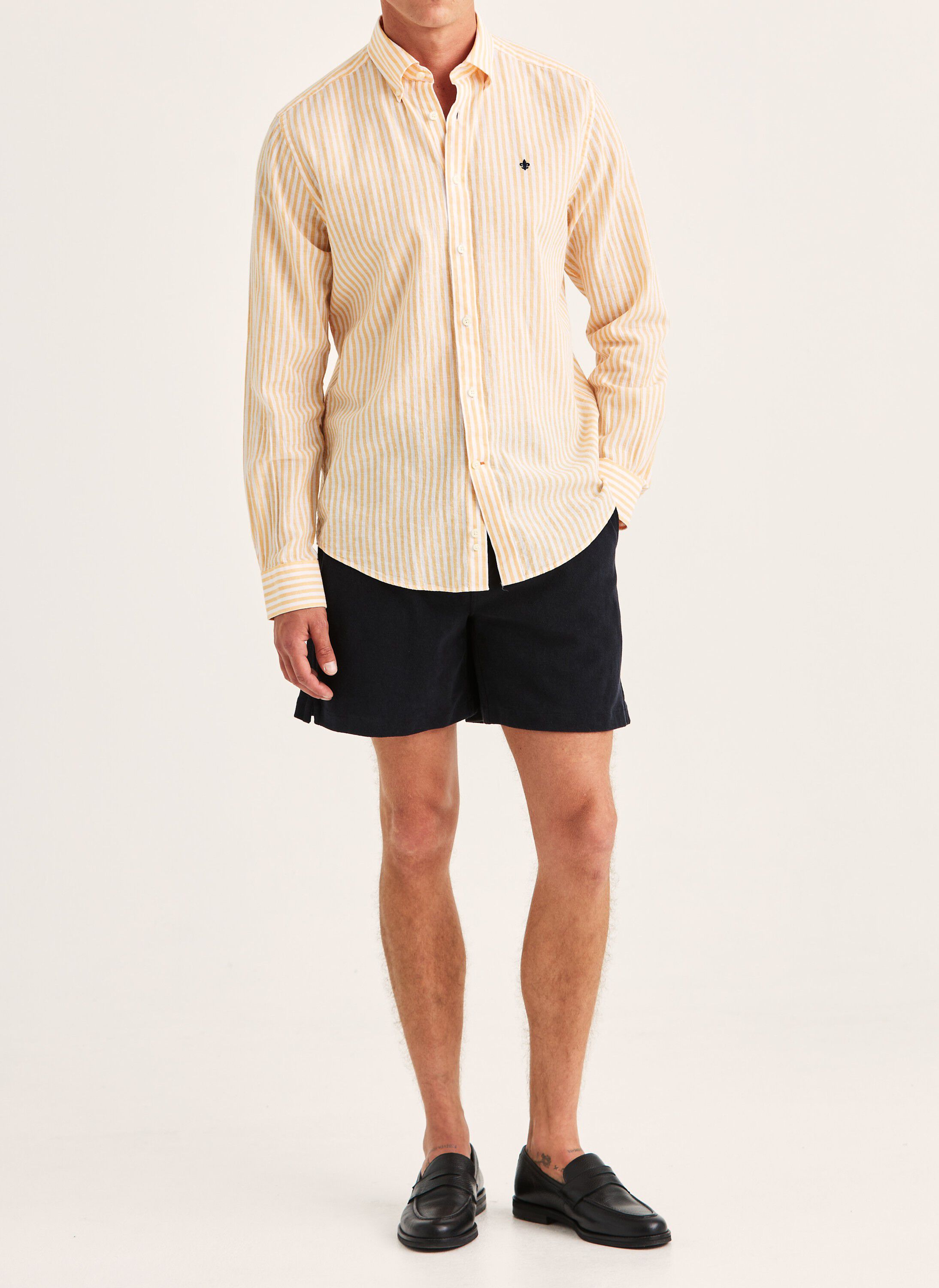 Douglas Linen Stripe Shirt-Classic Fit