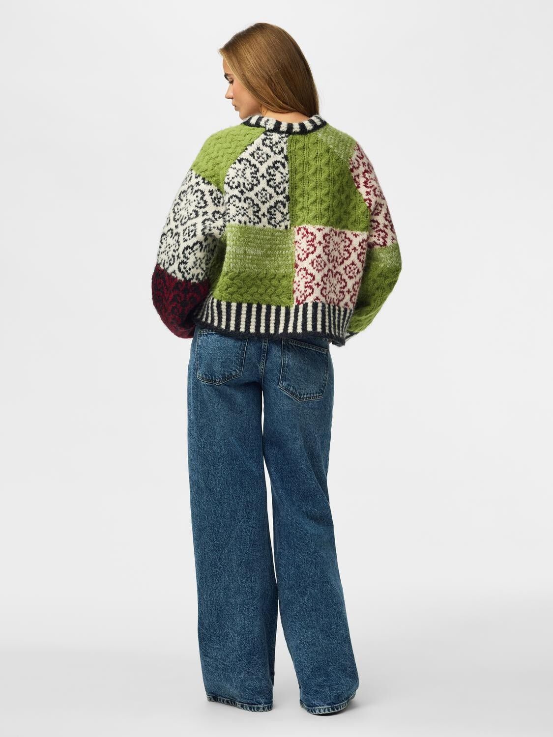 Pcfusion Ls O-Neck Colorblock Knit Bc