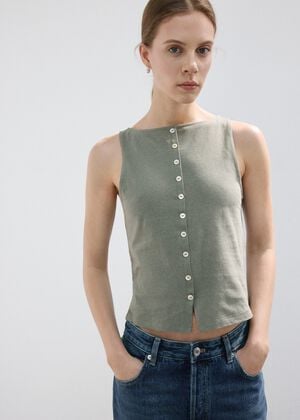 Cotton gilet with buttons