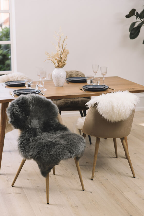 90cm-up New Zealand Sheepskin, Long Wool Dark Grey/ 90x60