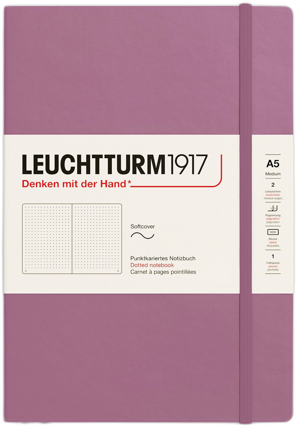 LT1917 Notesbog A5 Prikket SC - Dusty Rose