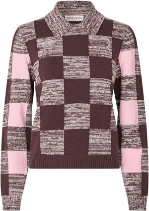 2386 Cotton Mix, Mix Stripe Polo Collar Sweater