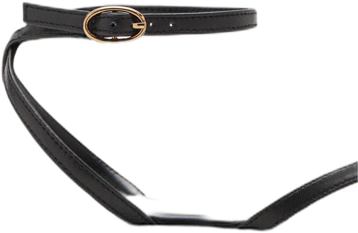 Leather strap sandals with metallic