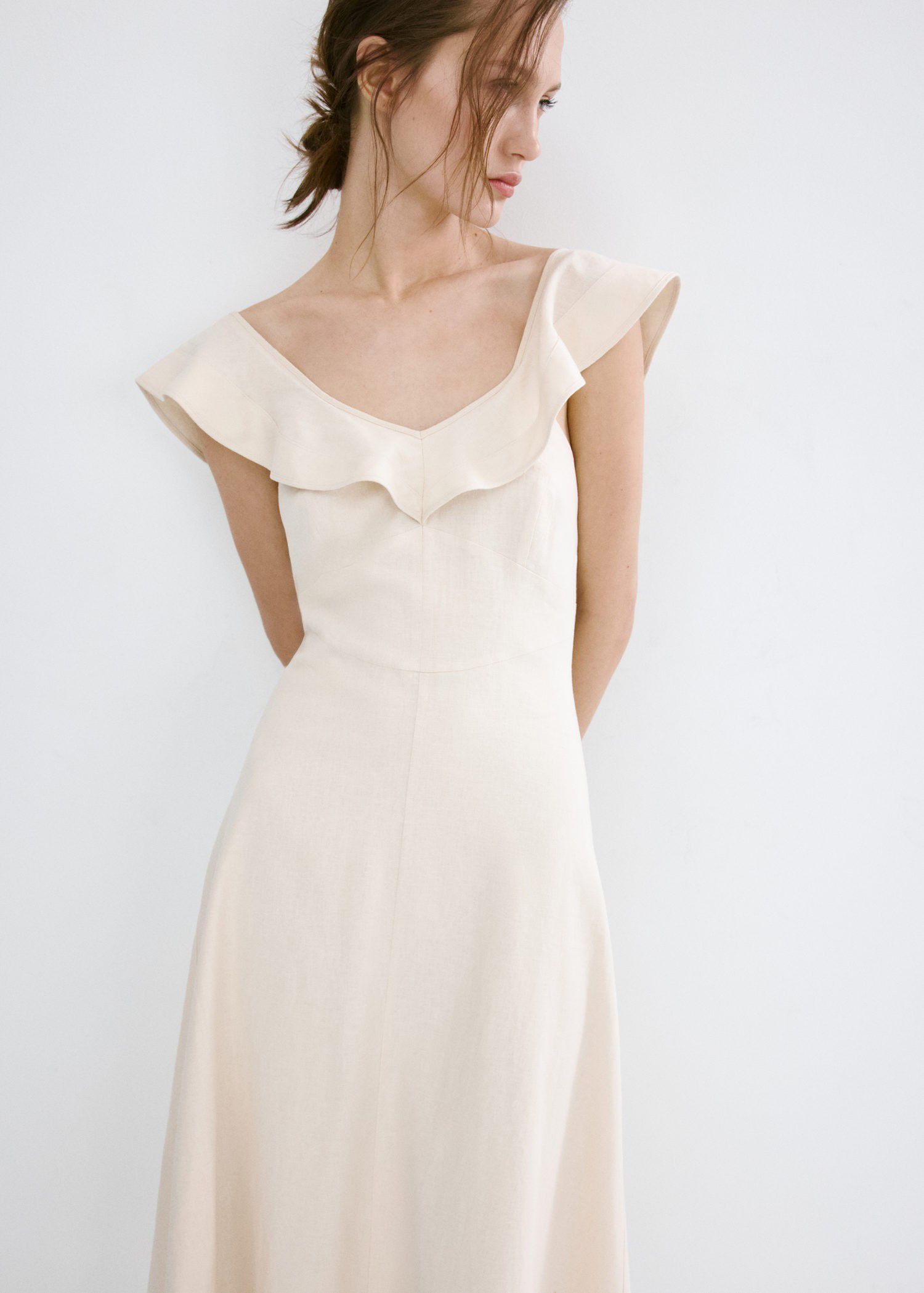Ruffled linen dress
