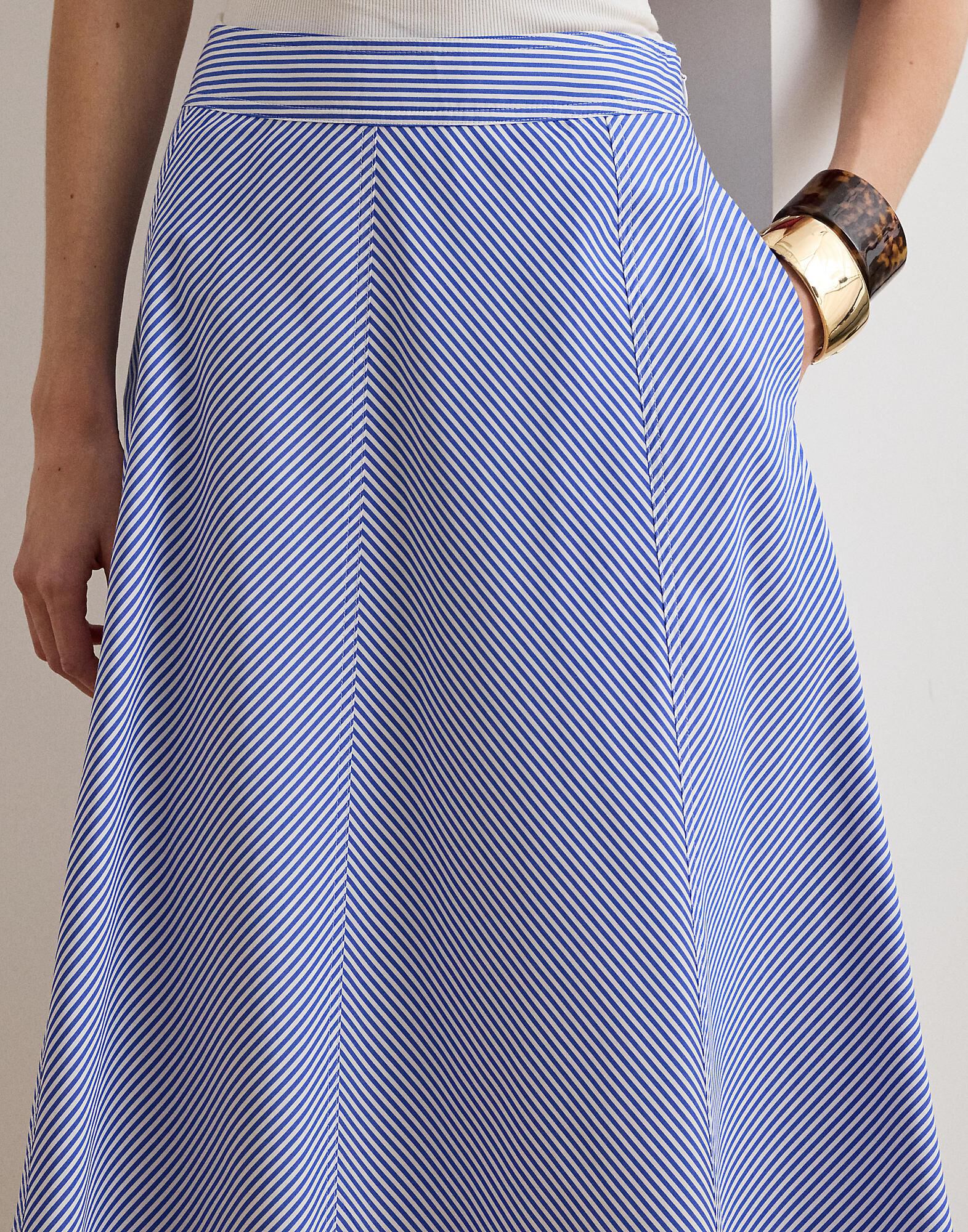 Striped Paneled Cotton Broadcloth Skirt