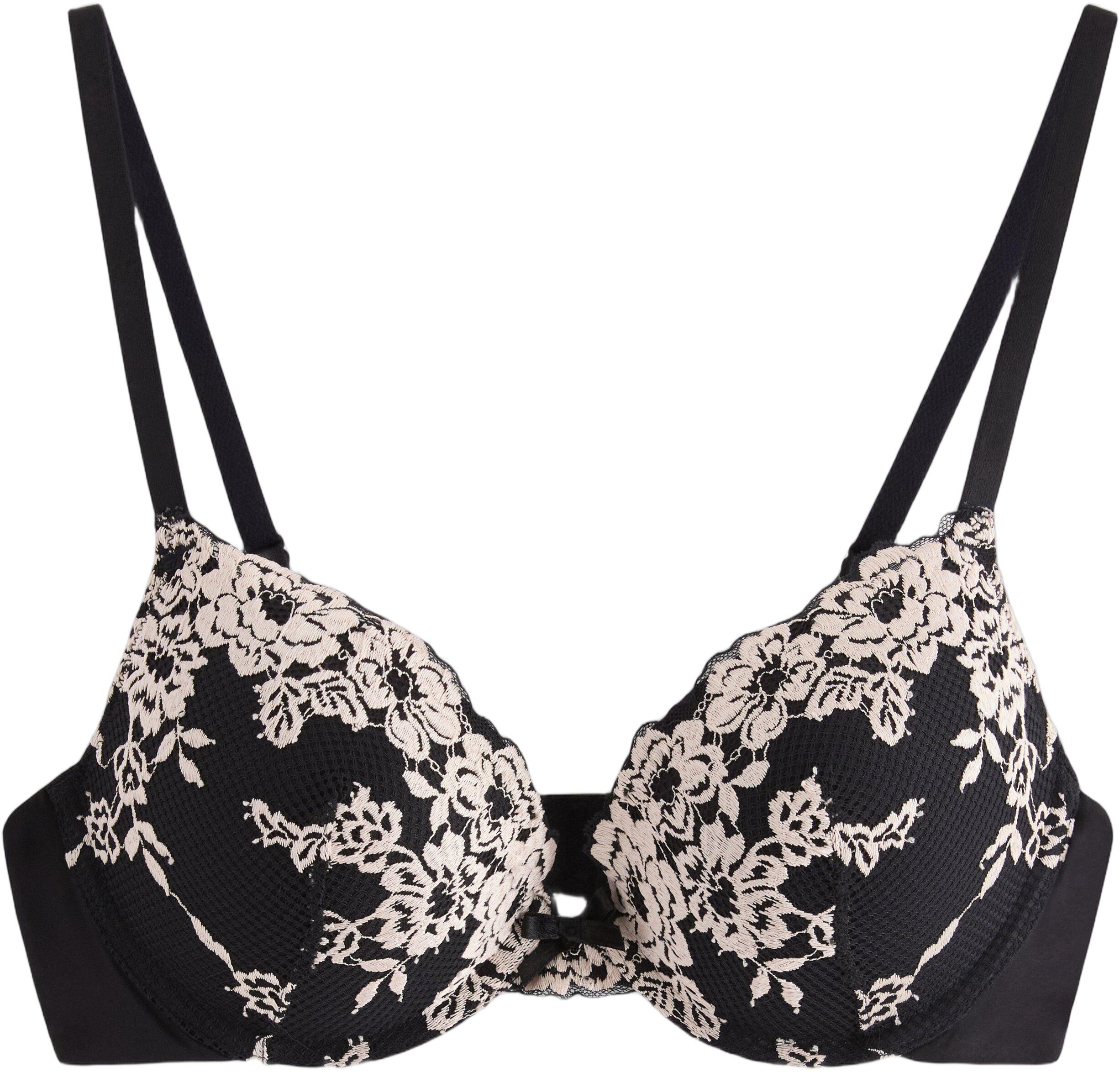 A push-up bra in lace.