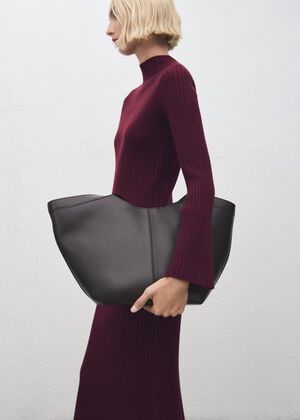 Perkins-neck ribbed dress