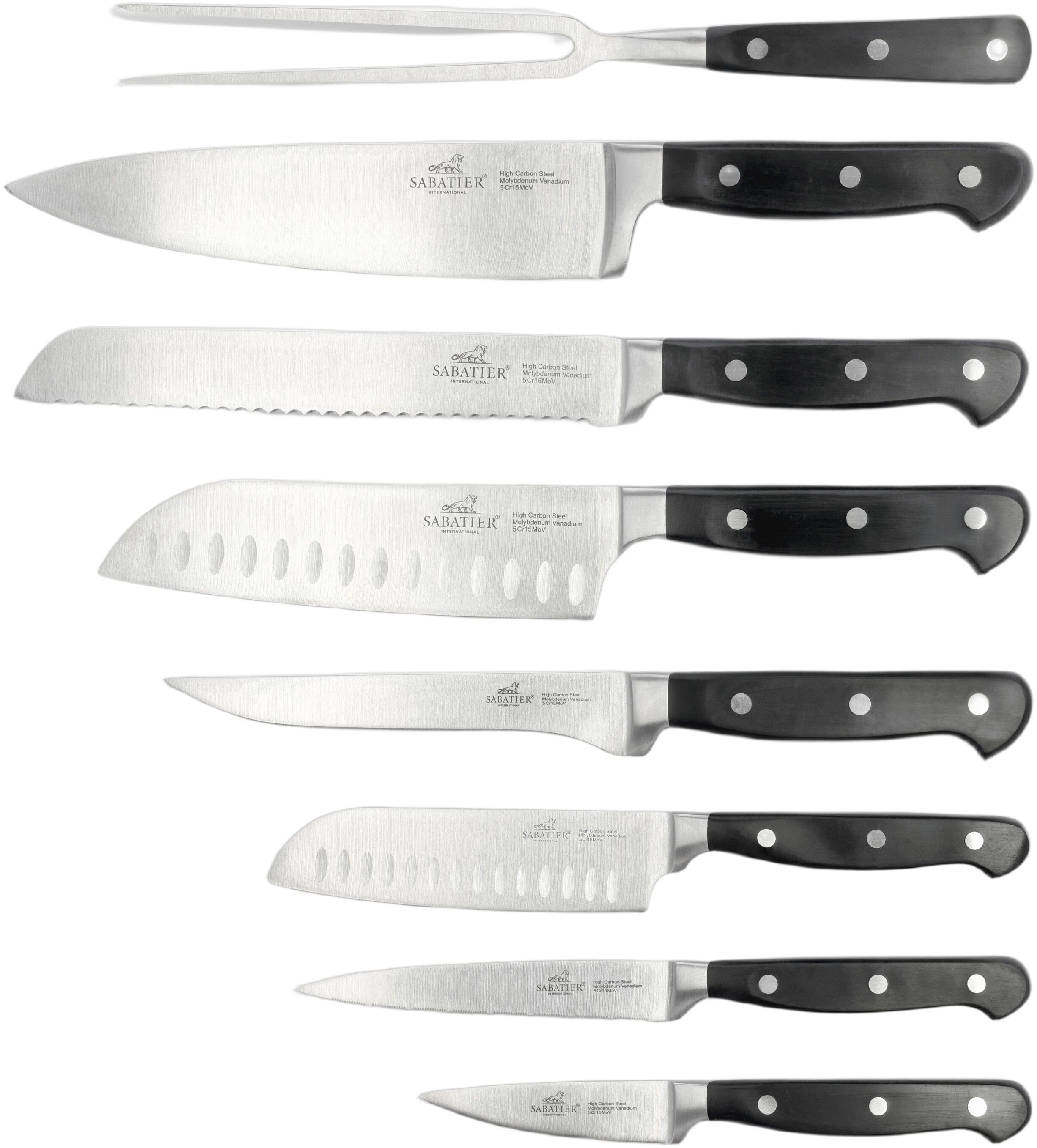 Knivset Pluton 8 delar St&aring;l/Svart