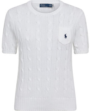 Cable-Knit Cotton Short-Sleeve Sweater