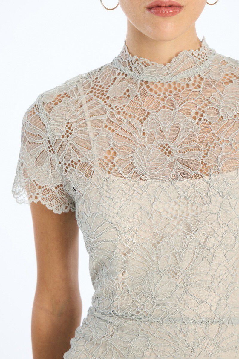 LACE LONG MIDI DRESS