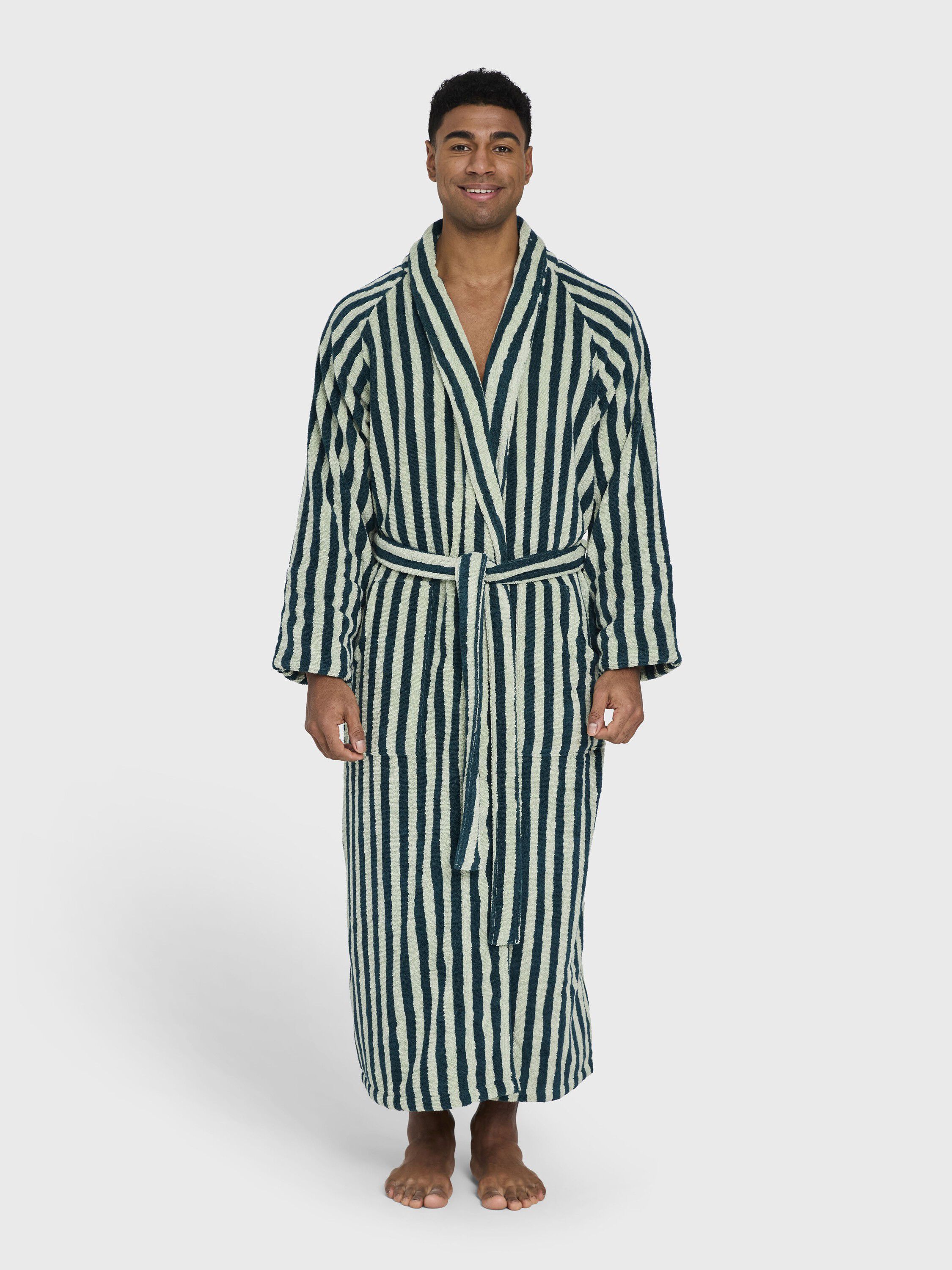 Naram Bathrobe - seafoam & deep teal