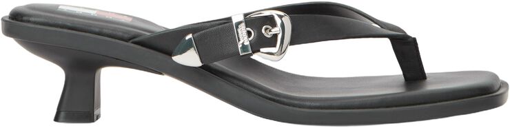 TJW KITTEN HEEL LEATHER SANDALS