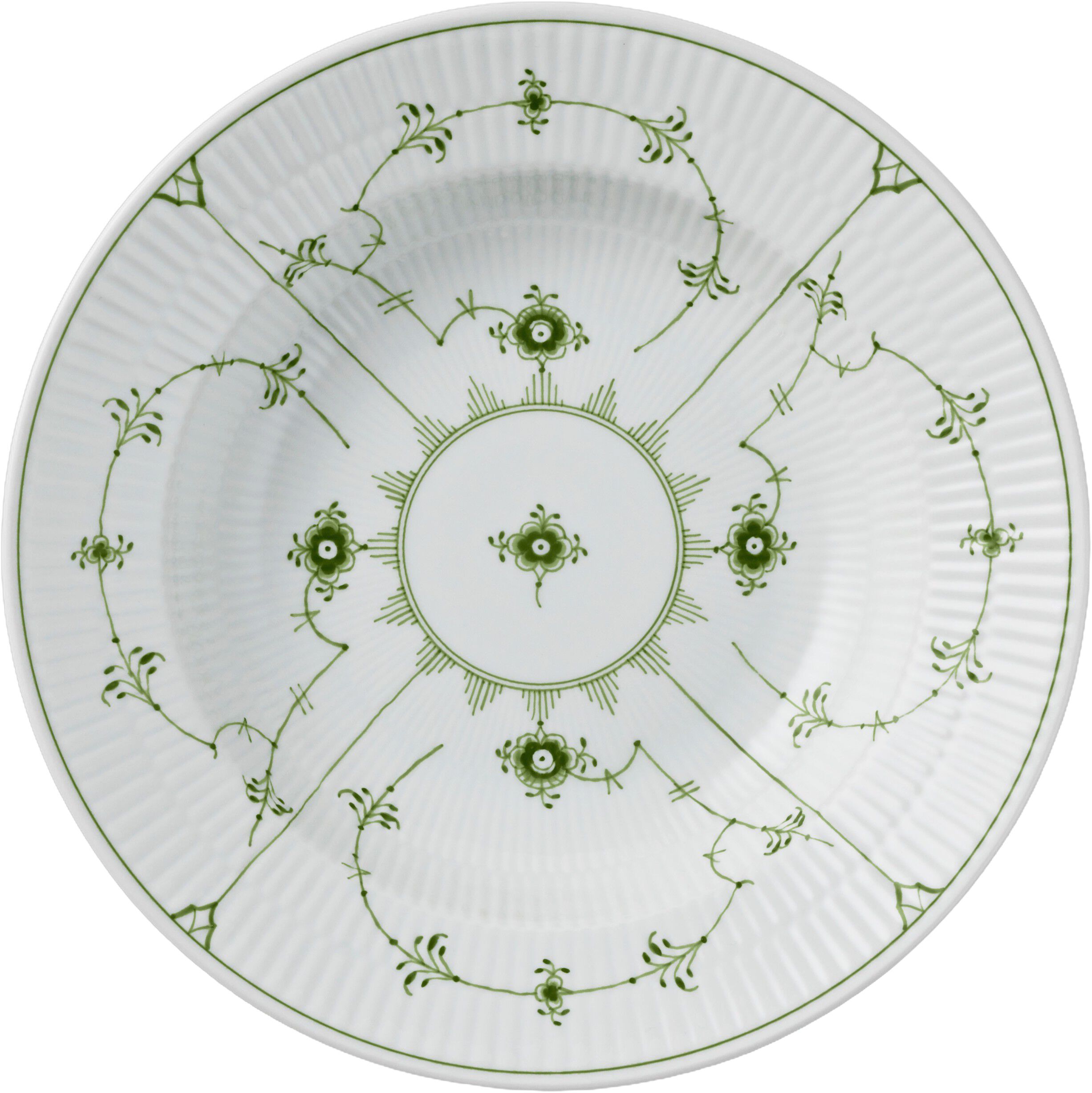 Green Fluted Pl Deep Plate 23cm