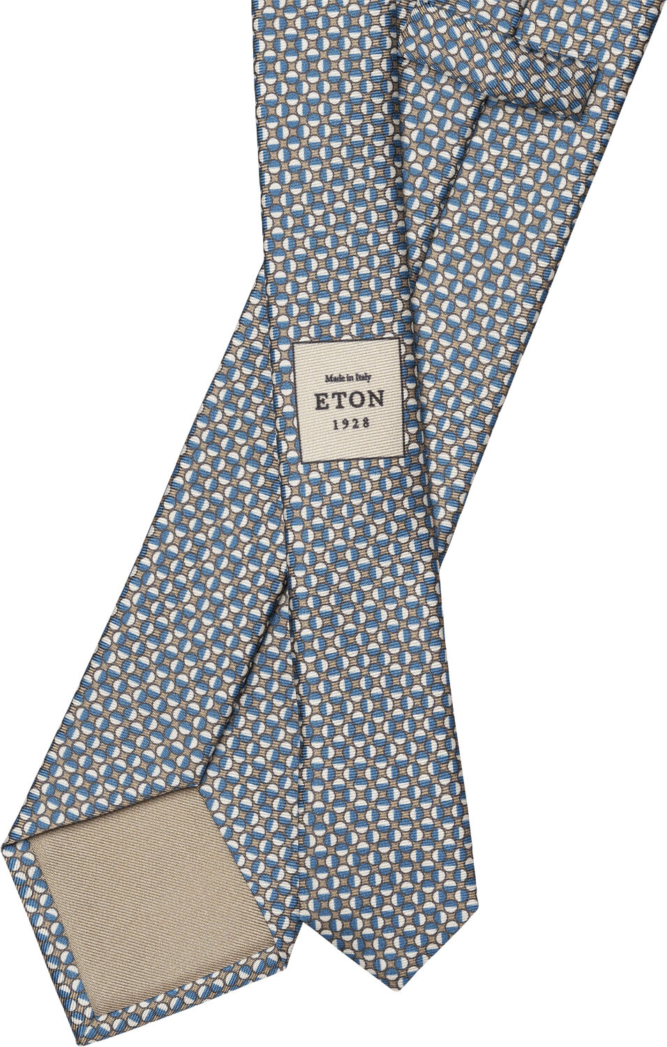Beige Geometric Print Silk Tie